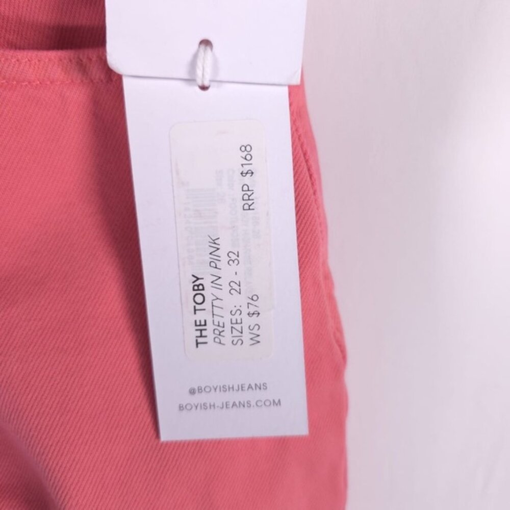 NWT BOYISH The Toby Straight Jeans Pretty Pink Tapered High Waist Button‎ Fly 26 - Picture 15 of 16